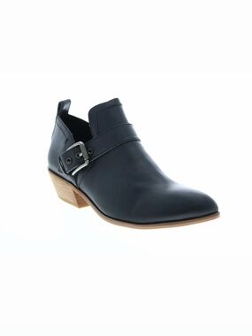 FRYE AND CO. Black Leather Buckle Low Heel Ankle Boots